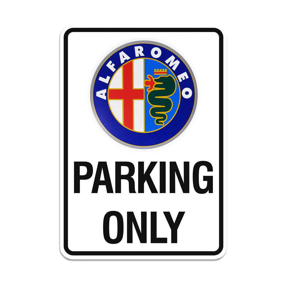 Cartello Alfa Romeo Anni 80 Parking Only, 28 x 40 cm